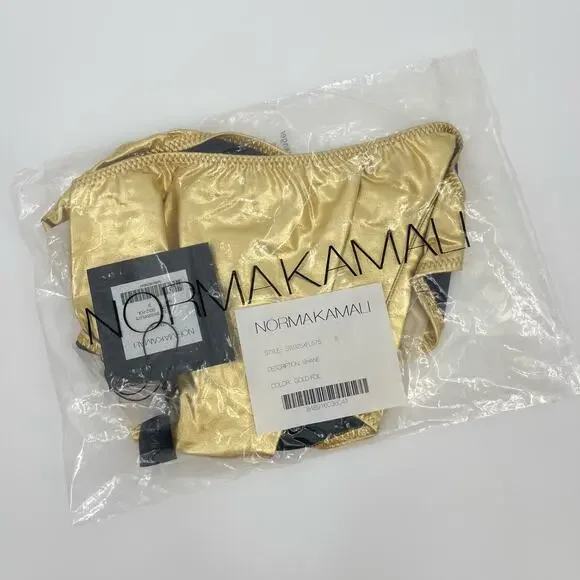 Norma Kamali | NWT Shane Metallic Gold Foil One Piece Bathing Suit Bodysuit - Picture 3 of 7